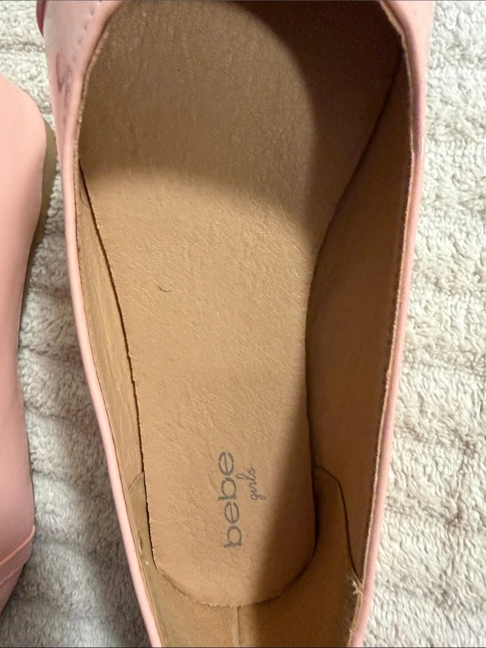 bebe Pink Ankle-Strap Logo Ballet Flats